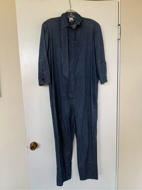 Dark Blue Denim Jumpsuit - Relaxed Utility Style